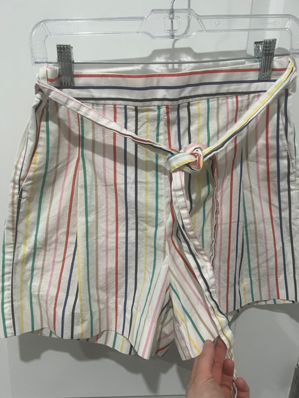 J. Crew White Multi-Stripe Tie-Waist Shorts Size 4 - Picture 2 of 5